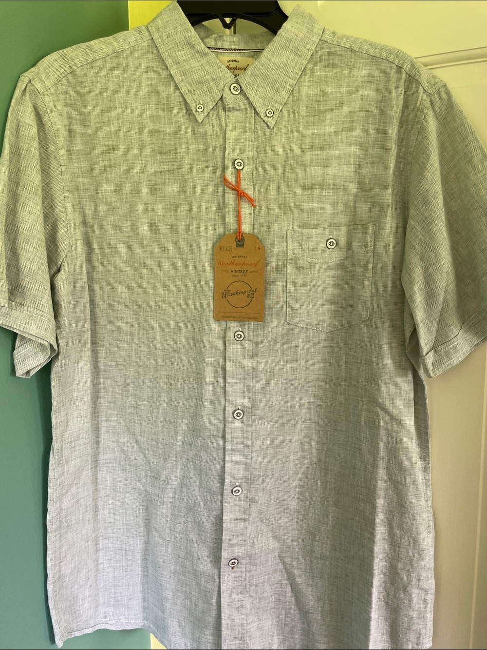 Weatherproof Men's Light Gray Short-Sleeve Button-Down Shirt NWT